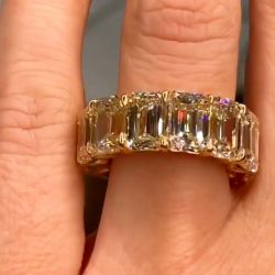 Eternity Golden Emerald Cut Wedding Band