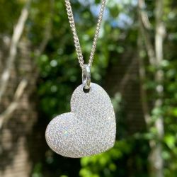 Big Pave Heart Pendant Necklace