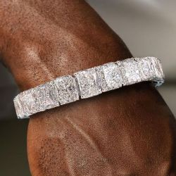 Classic Radiant Cut White Sapphire Bracelet For Men