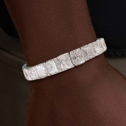 Classic Radiant Cut White Sapphire Bracelet For Men