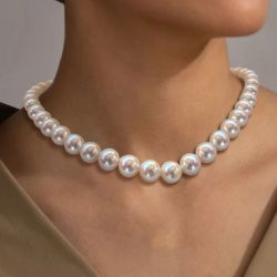 Classic Round Pearl Tennis Necklace For Women