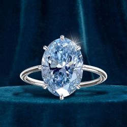 Solitaire Oval Cut Aquamarine Sapphire Engagement Ring
