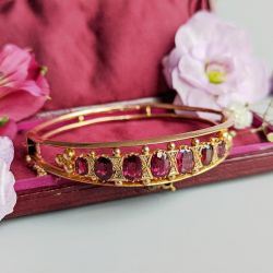 Antique Golden Oval Cut Ruby Sapphire Bracelet