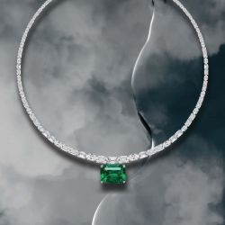Luxury Emerald Cut Emerald Sapphire Pendant Necklace For Women