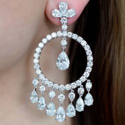 Chic Pear & Round Cut White Sapphire Drop Earrings