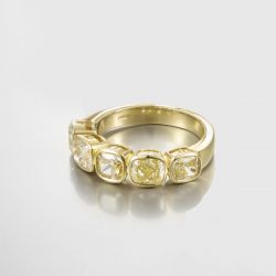 Golden Half Eternity Radiant Cut Vivid Yellow Wedding Band