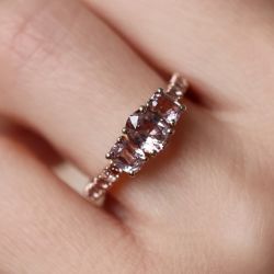Rose Gold Fancy Oval & Cushion Cut Pink Sapphire Engagement Ring