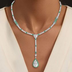 Vintage Halo Pear Cut White Sapphire Pendant Necklace