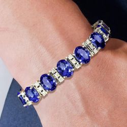 Oval & Round Cut Blue Tanzanite Bracelet For Women