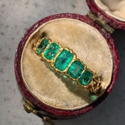 Antique Golden Emerald Cut Wedding Band