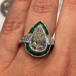 Halo Pear Cut White Sapphire Engagement Ring