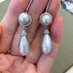 Vintage Halo Pearl Drop Earrings