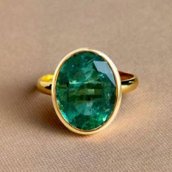 Solitaire Golden Oval Cut Emerald Sapphire Engagement Ring