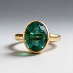 Solitaire Golden Oval Cut Emerald Sapphire Engagement Ring