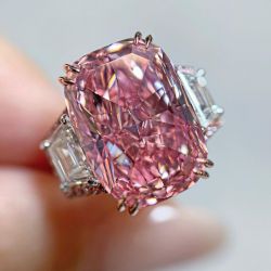 Two Tone Halo Cushion Cut Pink Sapphire Engagement Ring