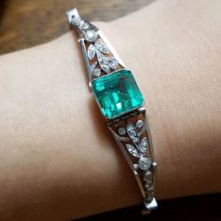 Art Deco Emerald Cut Emerald Sapphire Bracelet