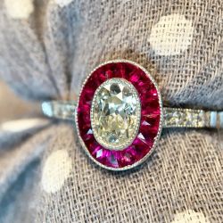Gorgeous Halo Oval Cut Ruby Sapphire Engagement Ring
