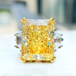 Two Tone Radiant Cut Yellow Sapphire Engagement Ring