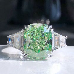 Cushion Cut Green Sapphire Engagement Ring