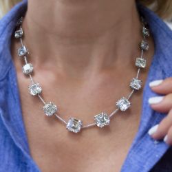 Classic Asscher Cut White Sapphire Pave Chain Necklace