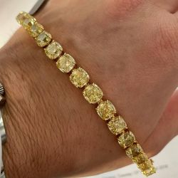 Golden Cushion Cut Yellow Sapphire Tennis Bracelet