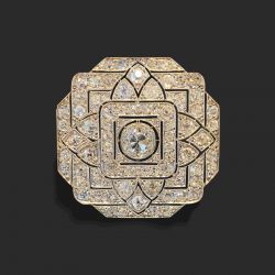 Art Deco Round Cut White Sapphire Silver Brooch For Women