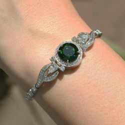 Art Deco Round Cut Emerald Sapphire Cocktail Bracelet
