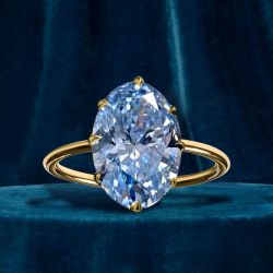 Golden Solitaire Oval Cut Aquamarine Sapphire Engagement Ring