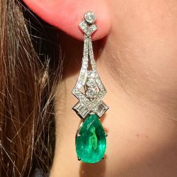 Elegant Pear Cut Emerald Sapphire Drop Earrings