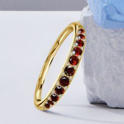 Golden Round Cut Garnet Sapphire Bracelet