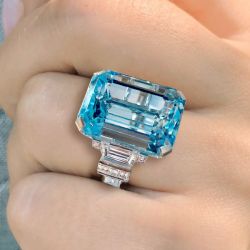Fancy Cushion Cut Aquamarine Sapphire Engagement Ring