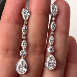 Classic Pear Cut White Sapphire Drop Earrings