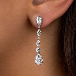 Classic Pear Cut White Sapphire Drop Earrings For Women