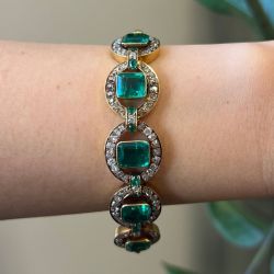 Fashion Golden Halo Emerald Cut Bracelet