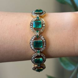 Fashion Golden Halo Emerald Cut Bracelet