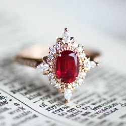 Rose Gold Halo Oval Cut Ruby Sapphire Engagement Ring