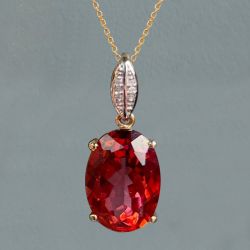 Vintage Two Tone Oval Cut Garnet Sapphire Pendant Necklace