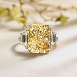 Classic Two Tone Radiant Cut Yellow Sapphire Engagement Ring
