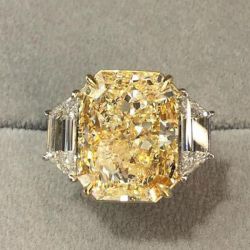 Classic Two Tone Radiant Cut Yellow Sapphire Engagement Ring