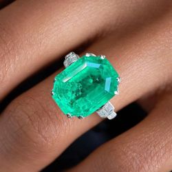 Emerald & Baguette Cut Emerald Sapphire Engagement Ring For Women  