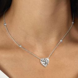 Classic Solitaire Heart Cut White Sapphire Pendant Necklace For Women  