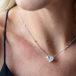 Classic Solitaire Heart Cut White Sapphire Pendant Necklace