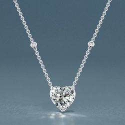 Classic Solitaire Heart Cut White Sapphire Pendant Necklace For Women  