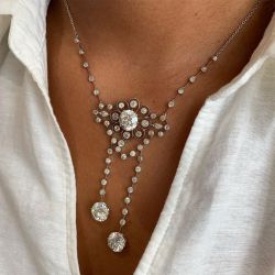 Antique Round Cut White Sapphire Pendant Necklace