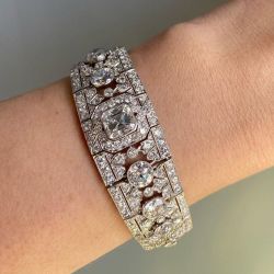 Art Deco Asscher & Round Cut White Sapphire Bracelet