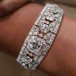 Art Deco Asscher & Round Cut White Sapphire Bracelet For Women
