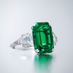 Art Deco Emerald Cut Emerald Sapphire Engagement Ring