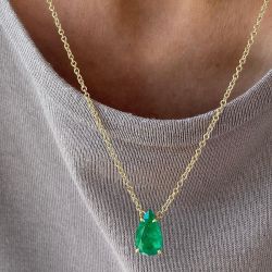 Fancy Golden Pear Cut Emerald Sapphire Pendant Necklace