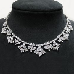 Unique Design Round Cut White Sapphire Necklace For Women 