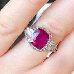 Fancy Cushion Cut Ruby Sapphire Engagement Ring